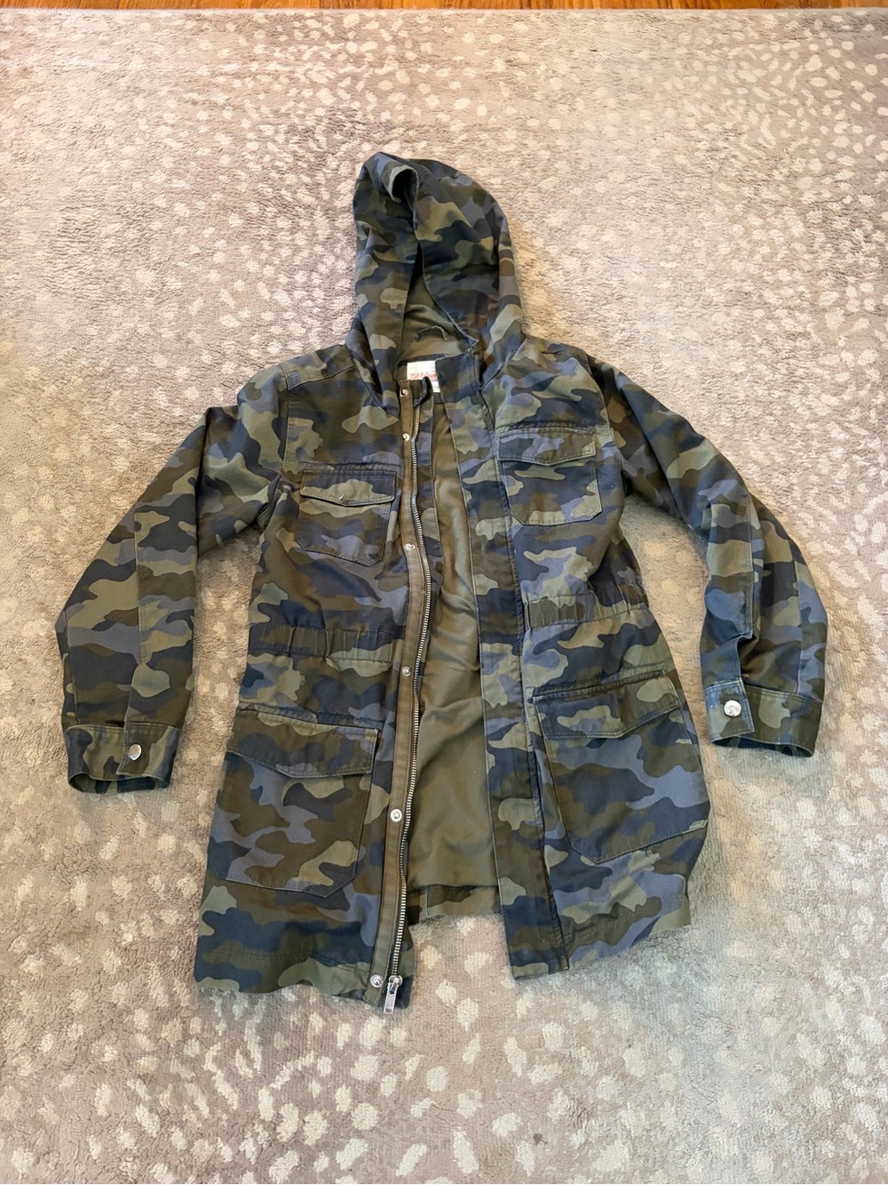 Cat & Jack Kids' Hooded Camo Raincoat - Olive Green